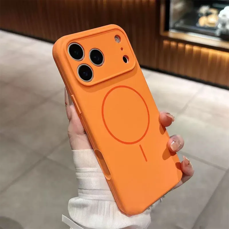 Funda de teléfono de silicona para iPhone 17 Pro Max 17 17 Pro con carga inalámbrica magnética Magsafe diseño de parachoques de aire de Color sólido