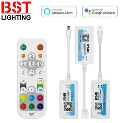 WS2812B WS2811 WS2814 SK6812 5050 RGB/dioda LED RGBW kontroler WIFI zdalne sterowanie Bluetooth piksele LED Strip Alexa Google Home 5-24V