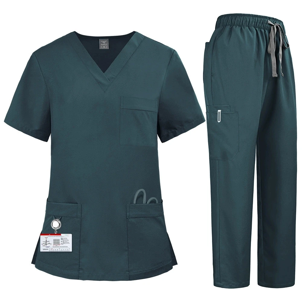 

Short Sleeve Tops Jogger Pants Uniform Women Nurse Lab Coat Nursing Scrub Pet Salon Dental Clinic Nurses Uniform Scrubs Sets