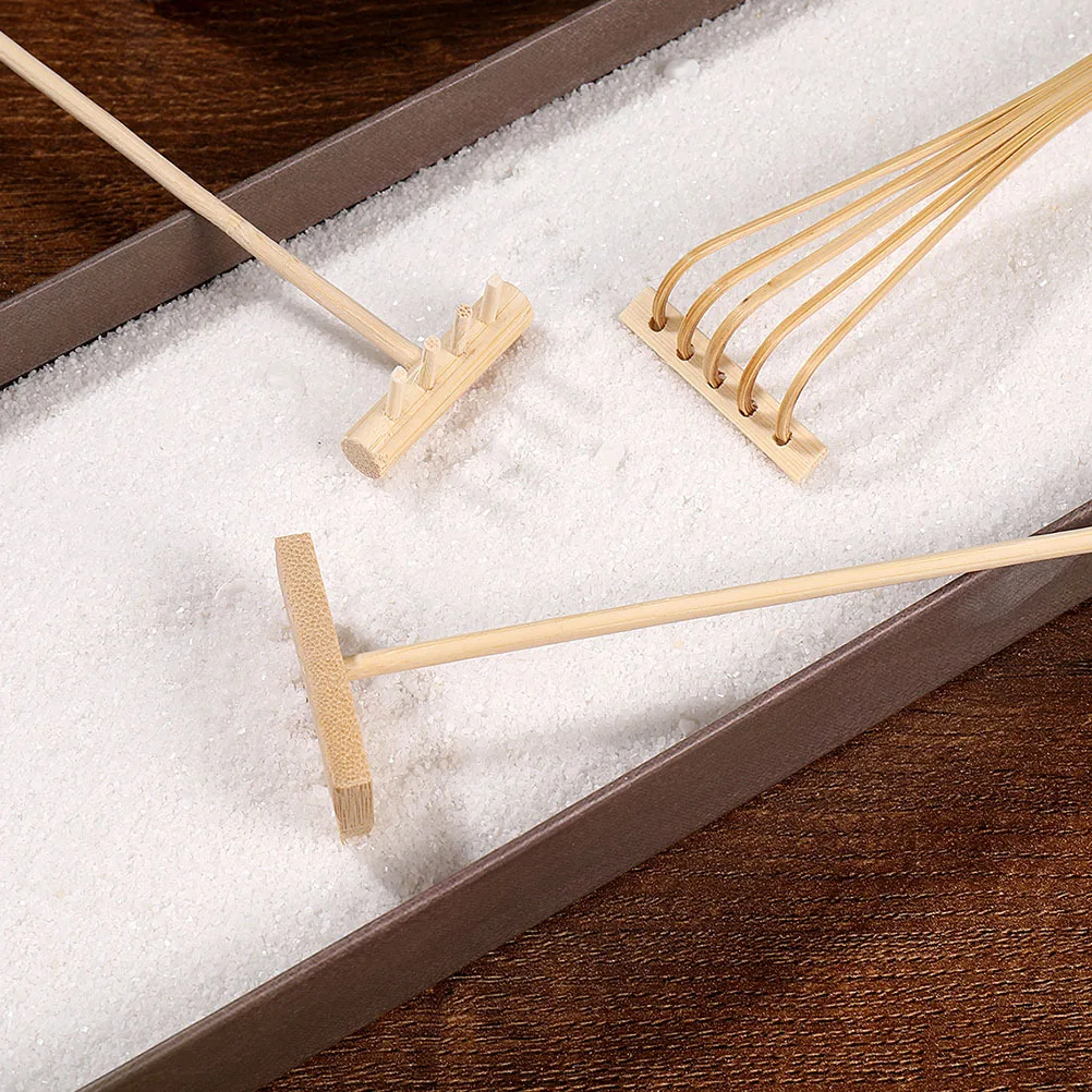 คราดทรายขนาดเล็ก 4 ชิ้น ทำจากไม้ไผ่ สำหรับตกแต่งโต๊ะทราย งานฝีมือ สร้างบรรยากาศเซน ผ่อนคลาย