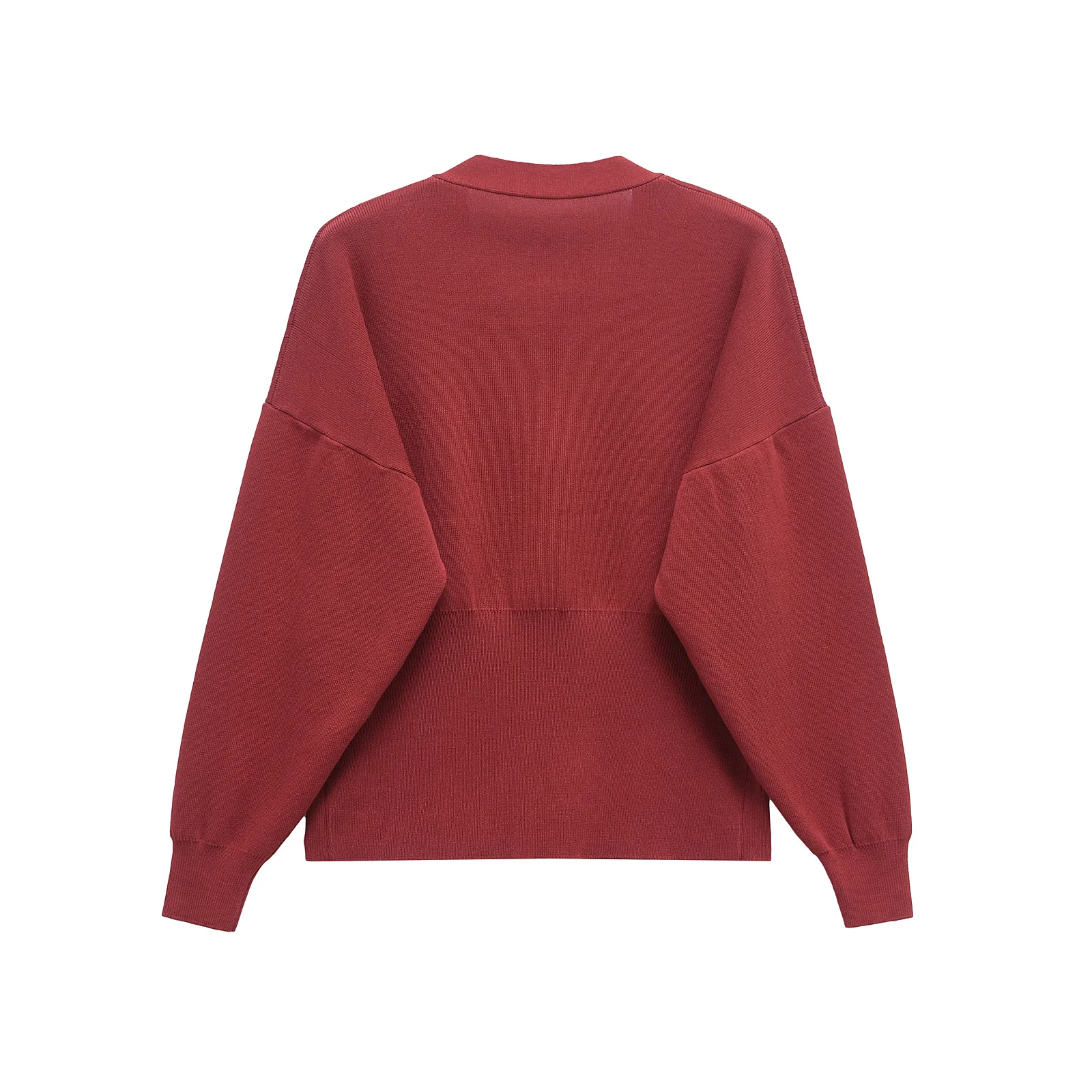 Dave&Di 2025 Spring Minimalist Gold Button Burgundy Knitted Jacket Cardigan Women Sweater For Women