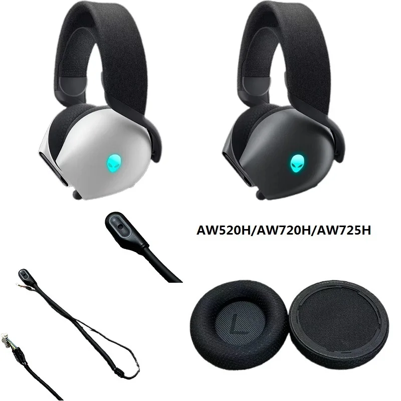 Original spare parts for Dell Alienware AW520H,AW720H,AW725H Headphones replacement headband tape ear covers earmuffs Microphone