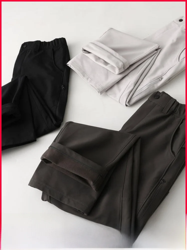 

Водонепроницаемые мужские повседневные брюки с пушистой подкладкой для активного отдыха, ветрозащитные, удобные, универсальные, зимние, из полиэстера, прямого кроя