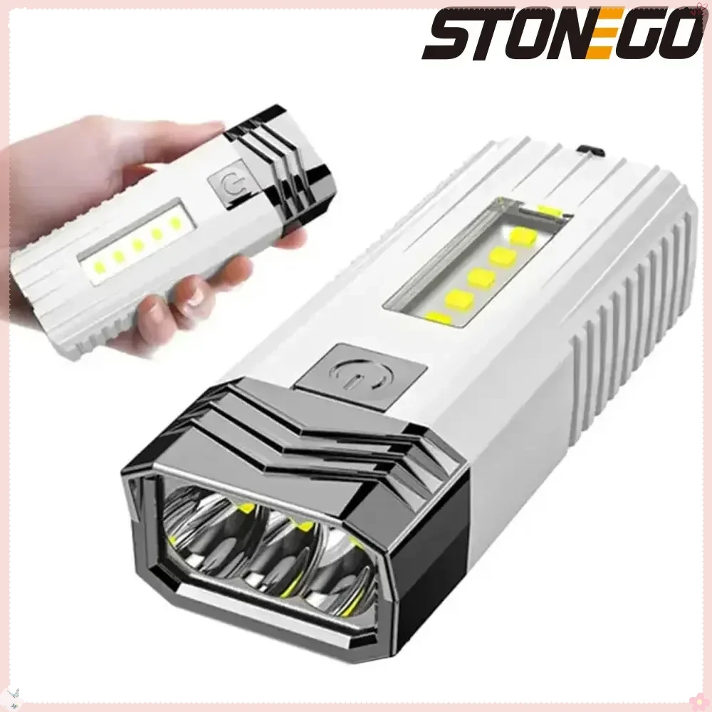 Multifunctional COB LED Flashlight USB Rechargeable Waterproof Torch for Outdoor Camping Hiking Cycling Defense