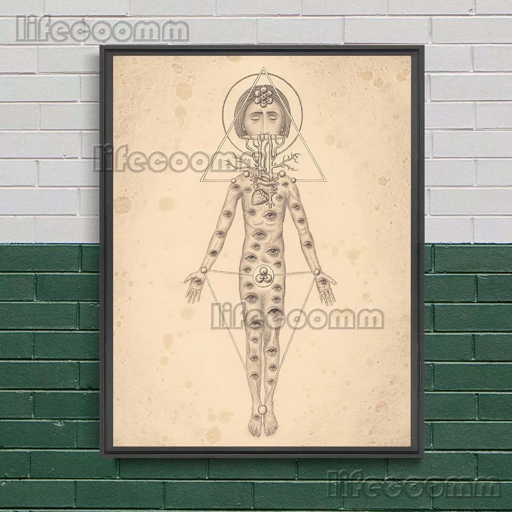 مزيج من واجهة الخط والمجال المغناطيسي والتكنولوجيا والسحر ملصق فني طباعة ديكور جينيسيس غامض جدار الفن الطباعة