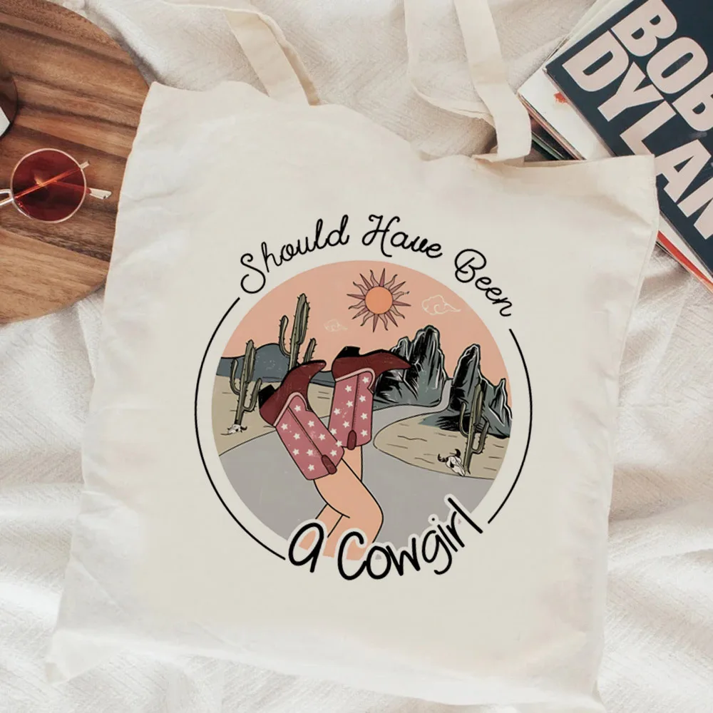 Cowgirl shopping bag shopper shopper canvas handbag jute bag reusable bag tote bolsas reutilizables sacolas