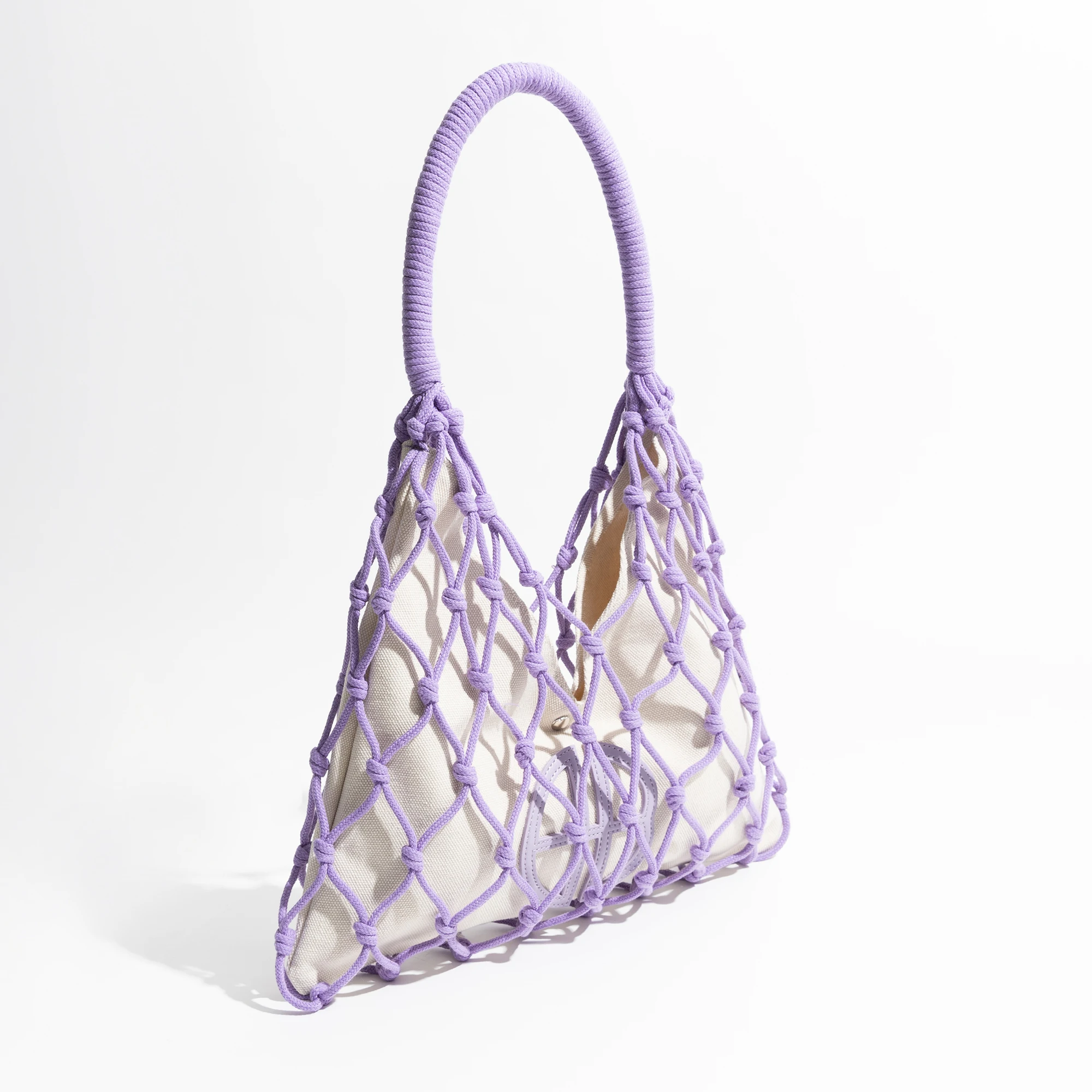 MABULA Cotton Rope Knit Summer Fishing Net Bag for Women Woven Aesthetic Hollow Macarme Beach Purse Travel Handbag Shopping