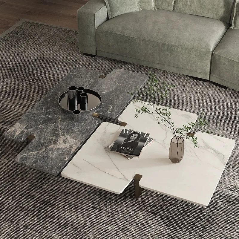 Italian light luxury rock slab coffee table modern simple home living room creative tea table special-shaped design