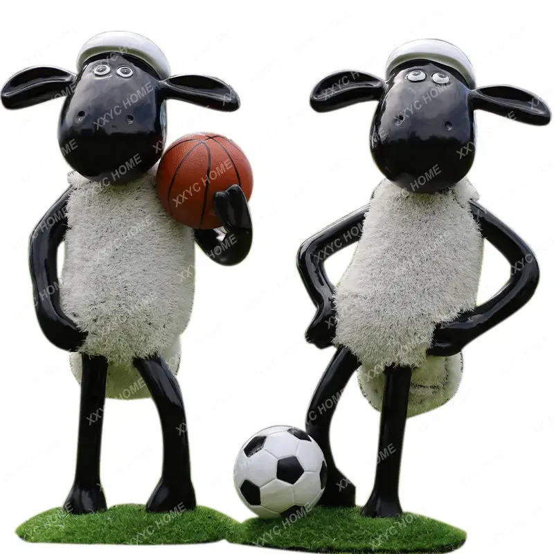 Outdoor Cartoon Flocking Turf Sheep Landscaping Landscape Park Lawn Garden Animal Sculptured Ornaments