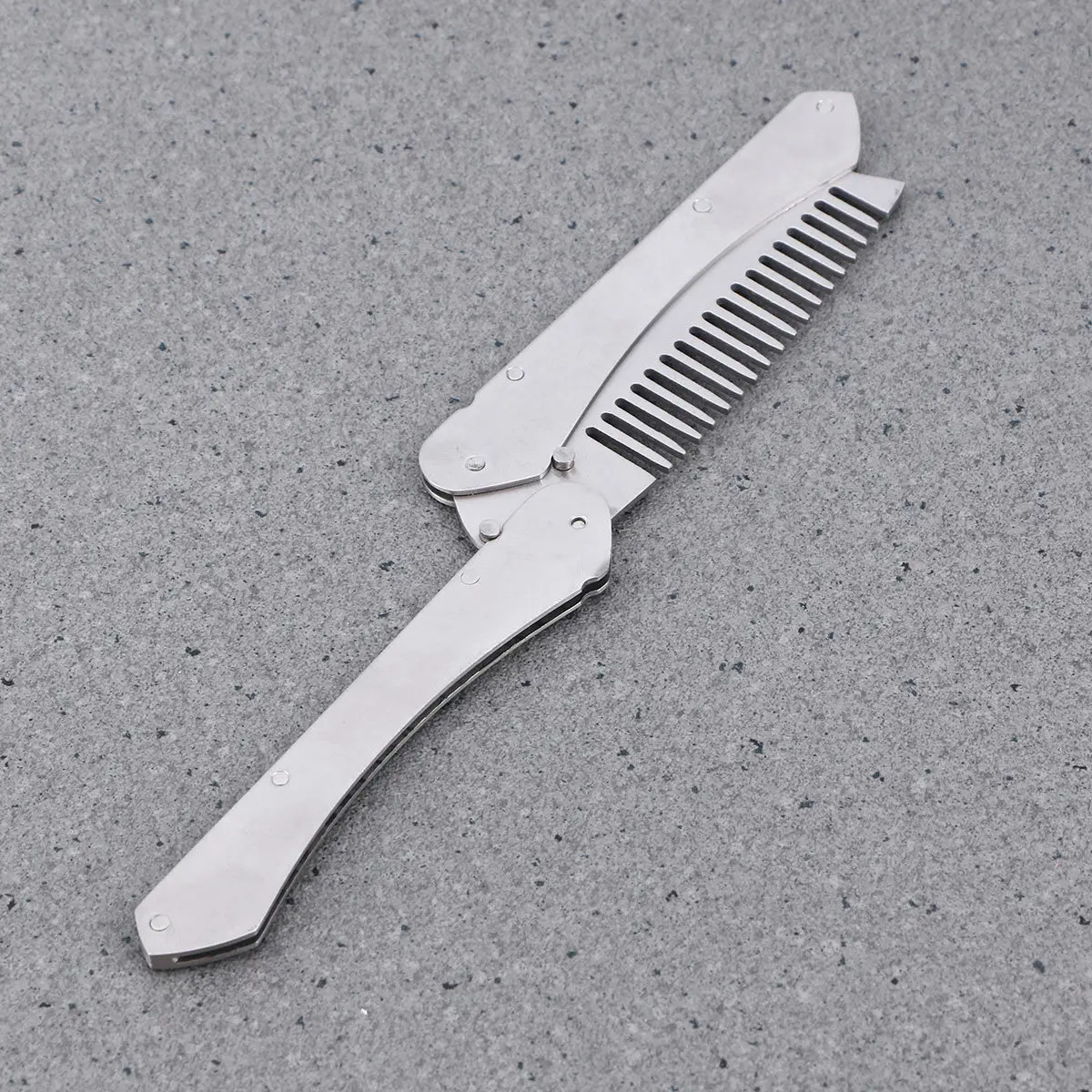 Men Stainless Steel Folding Beard Comb Anti Static Smooth Teeth Mustache Comb for Barber Home Beard Brush Set Mustache Brush