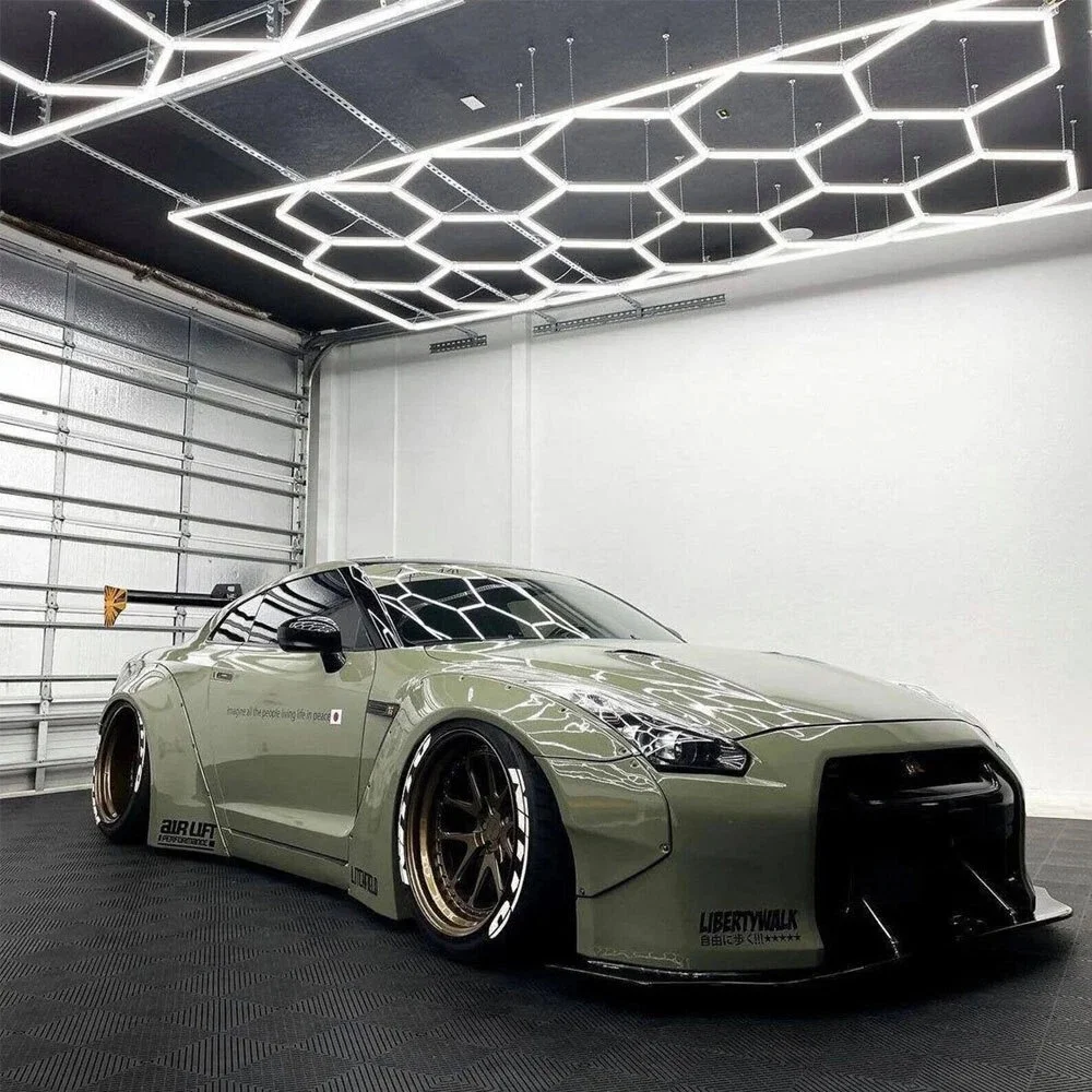 Hexagon LED Lights Ultra Bright 6500K Cool White Honeycomb Panel for Garage Workshop Barbershop Basement Gym Restaurant Ceiling