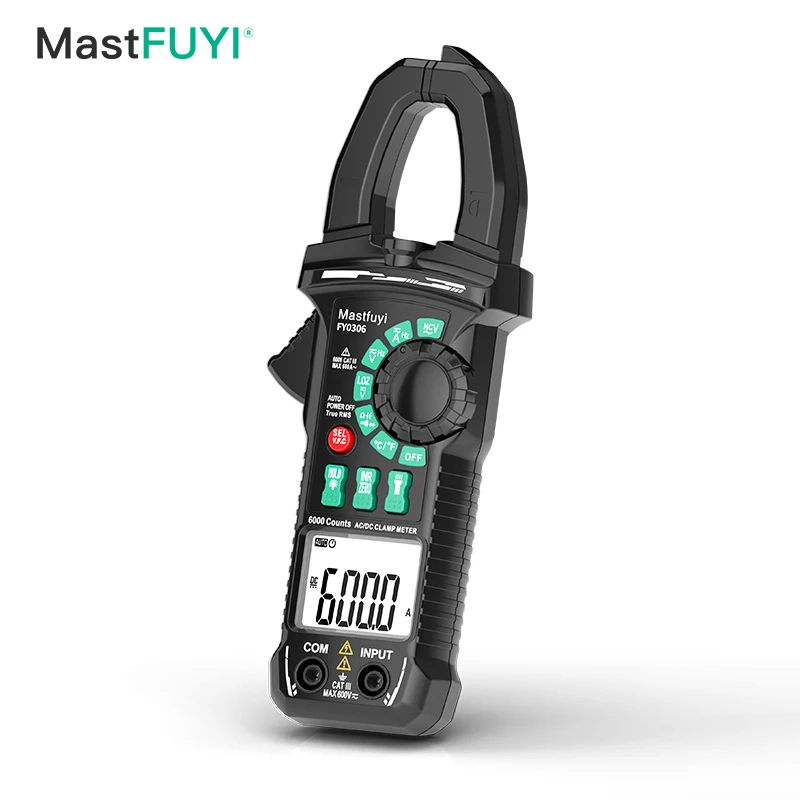MASTFUYI 600A True RMS Digital Clamp Meter Multimeter 600V AC/DC Voltmeter Ammeter Inrush Current LoZ Capacitance NCV Ohm Tester