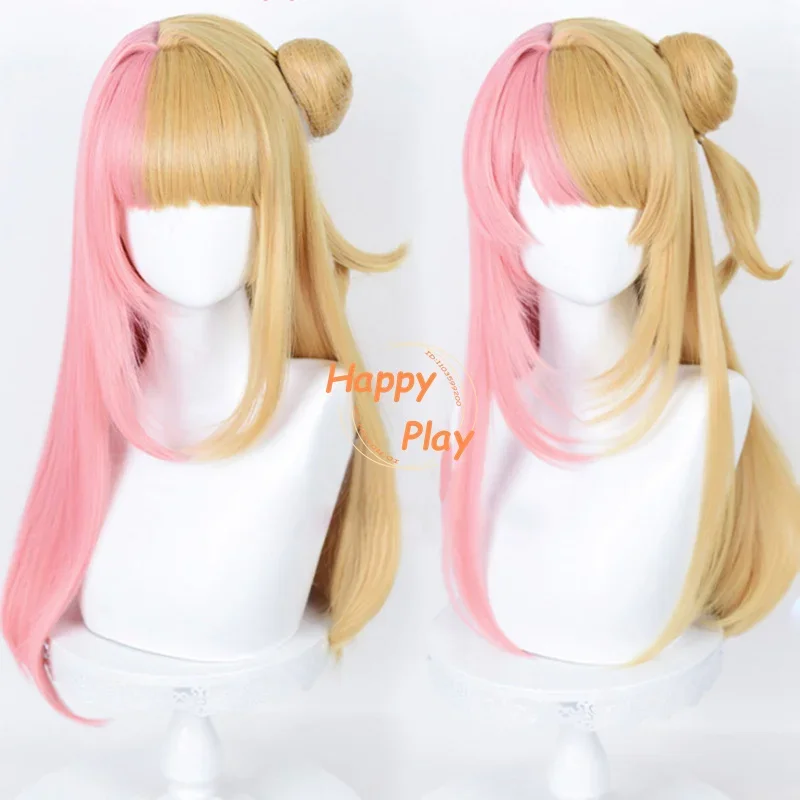 Vtuber Kotoka Torahime Cosplay Wig 70cm Long Golden Pink Virtual Idol Anime Wigs Heat Resistant Synthetic Hair Halloween Wigs