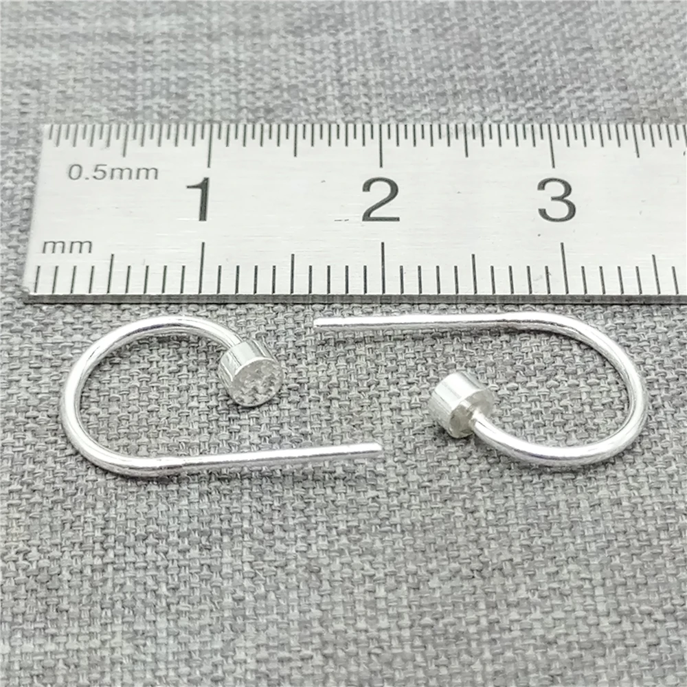 5 Pairs Sterling Silver Ear Wire Hooks with Flat Back for Earring Component Jewelry Making