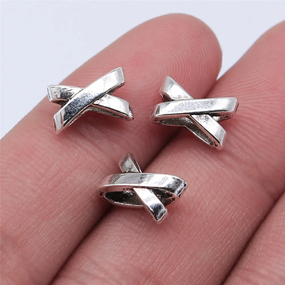 20PCS 7*10mm European Criss-Cross Big Hole Beads Charm Jewelry Accessories for Bracelet Making