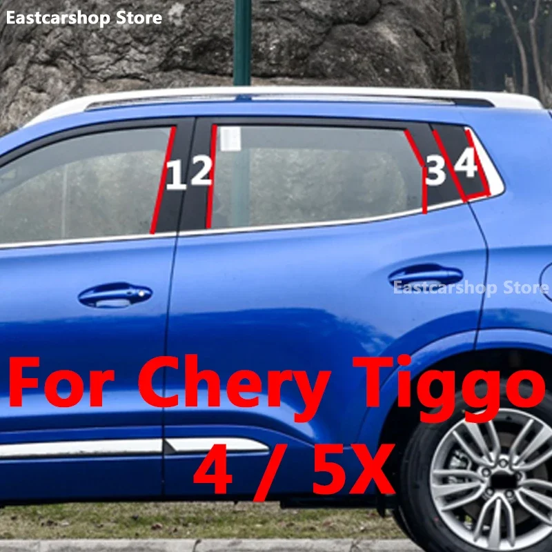 

For Chery Tiggo 4 5X DR 5.0 Car Middle Window B C Center Pillar Sticker PC Decorative Central Frame Accessories 2017-2022 2021