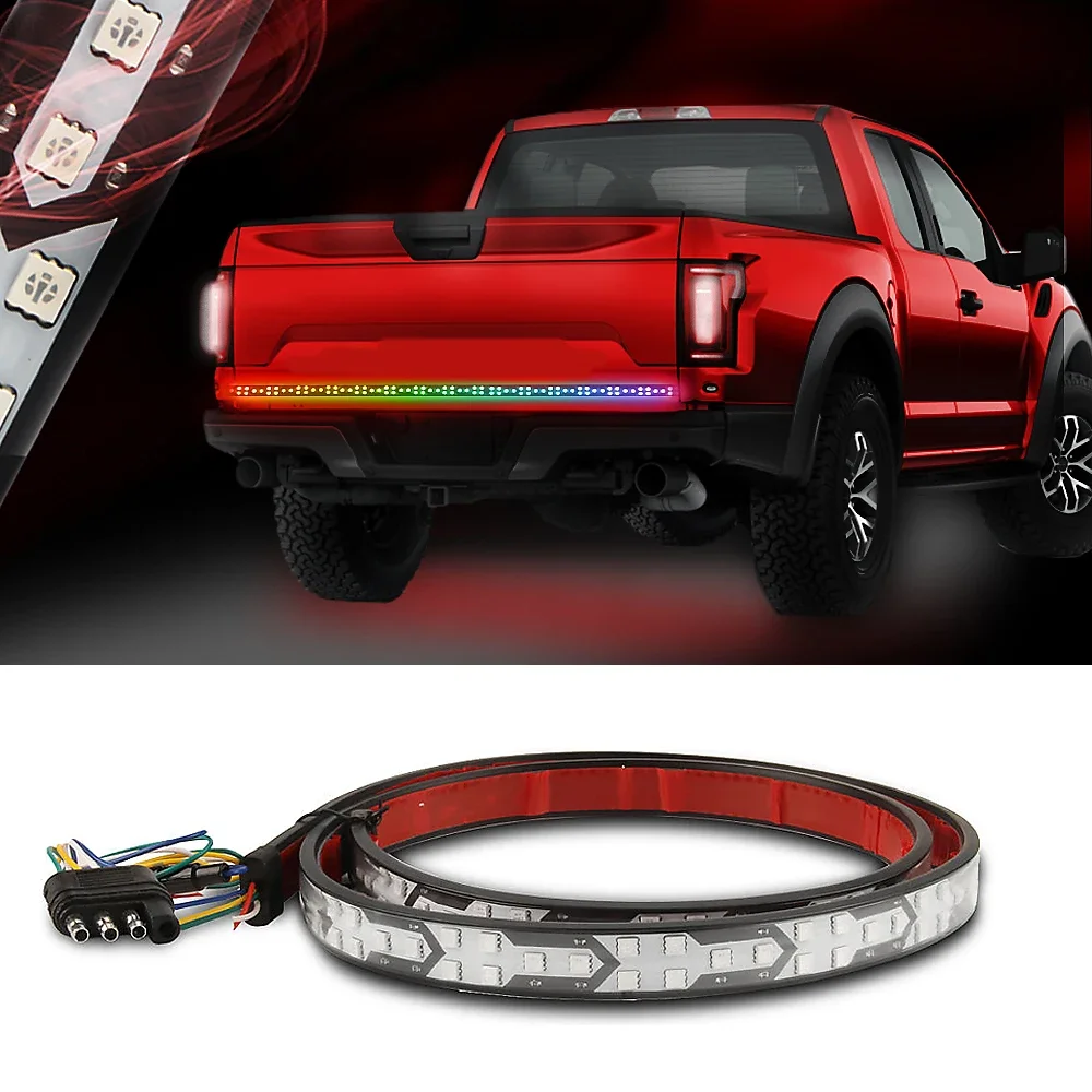 

12V/24V Dynamic Colorful Car Turn Signal Rear Light 5Function Flowing Warning Brake Reverse Lamp for Truck Pickup Cargo Jeep SUV