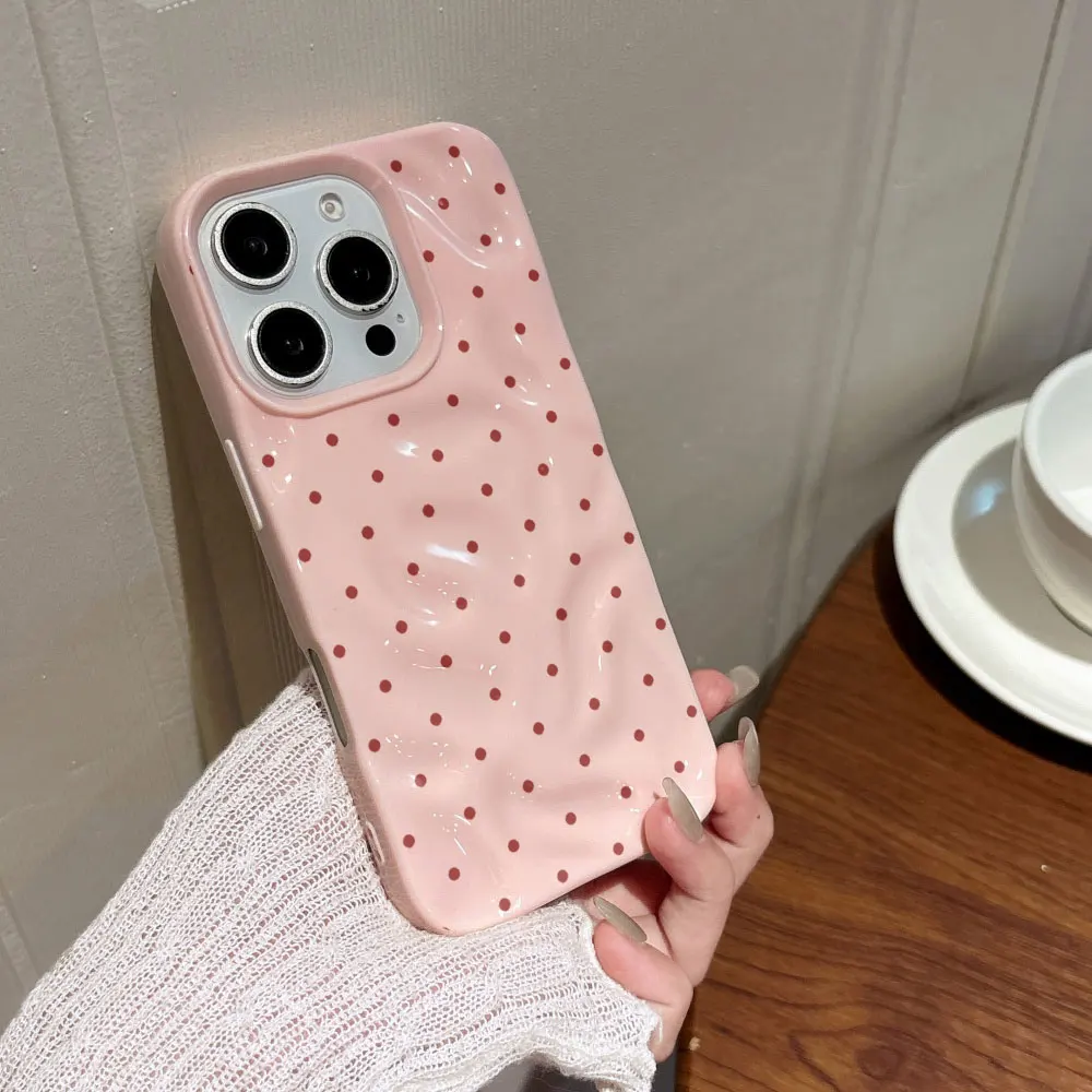 Koreanische Einfache Einfarbige Polka-Dot-Handyhülle für iPhone 17 Air 16 15 14 13 Plus 12 11 17 Pro Max Stoßfeste Schutzhülle – Detail 6