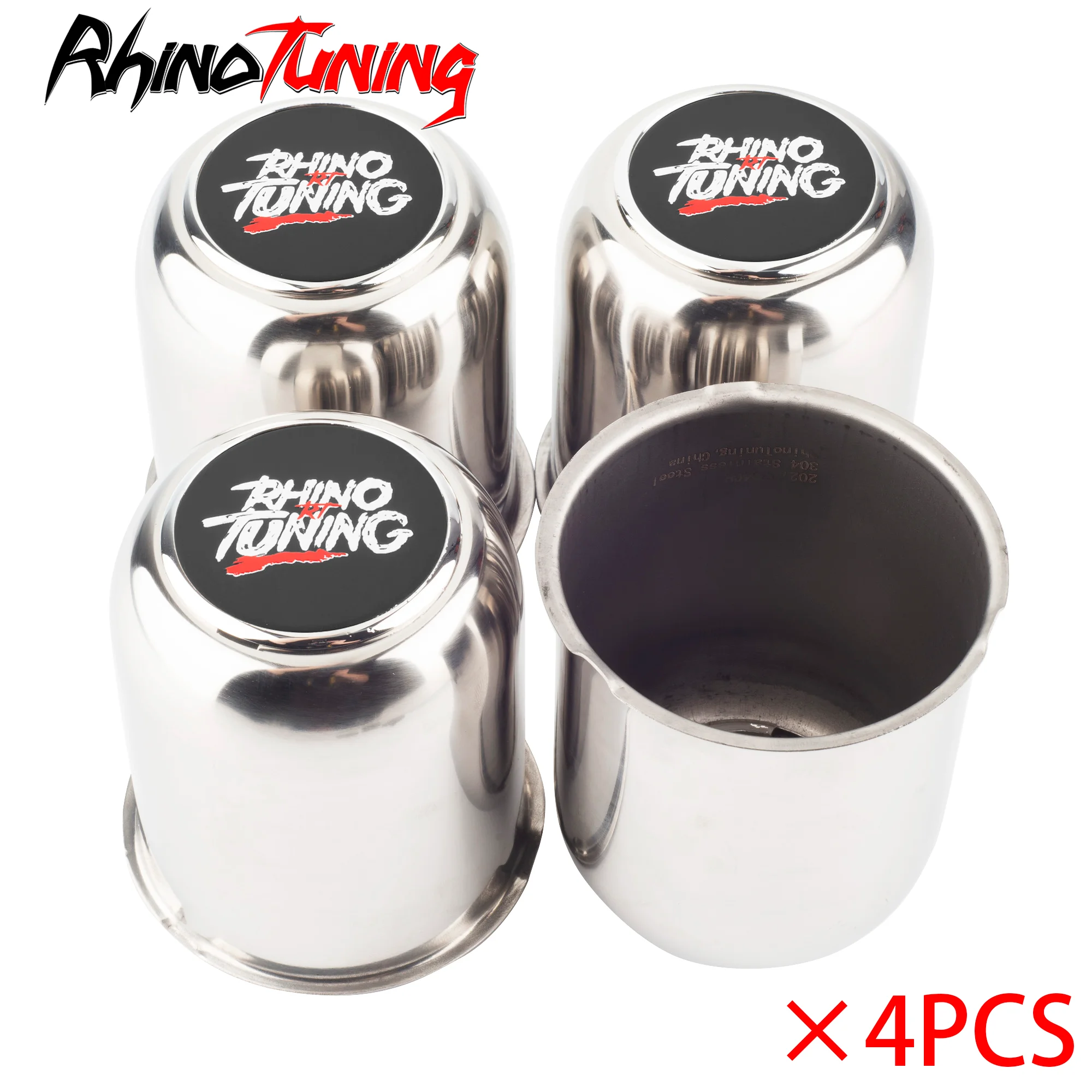 RhinoTuning 4pcs/1pc  Stainless Steel PUSH-THRU HUB CENTER CAP Fit for 3.19