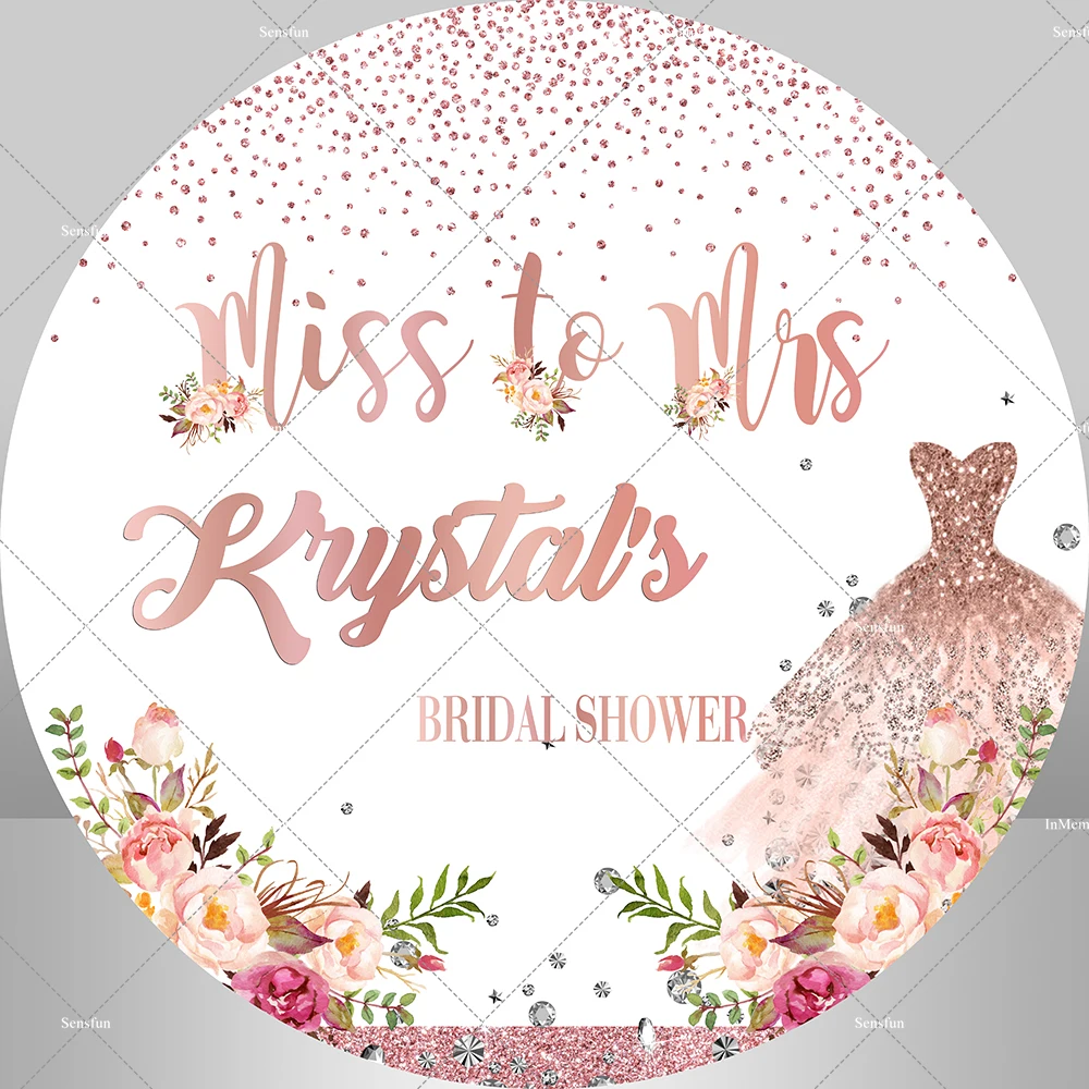 

Rose Gold Flower Bridal Shower Round Backdrop Miss to Mrs Background for Wedding Large Bride to Be Engagement Backdrops Banner