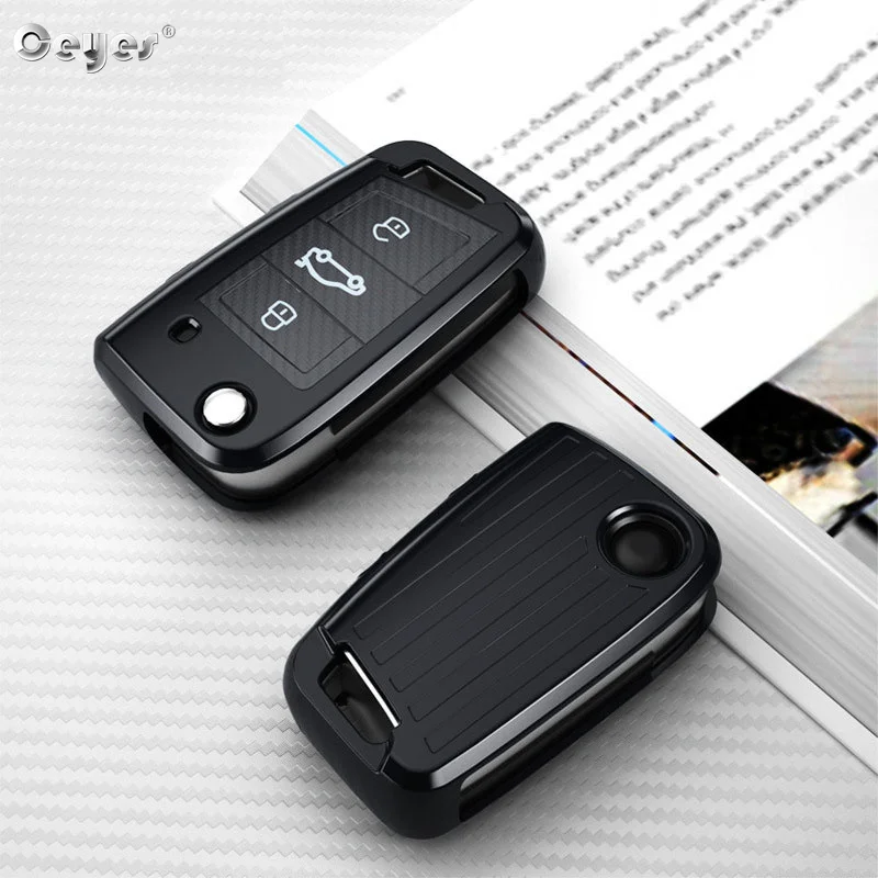 Car Key Case Cover For Volkswagen VW Polo Golf 7 MK7 Tiguan Touran Passat Lavida Plus Lamando For Skoda Octavia Karoq Key Bag