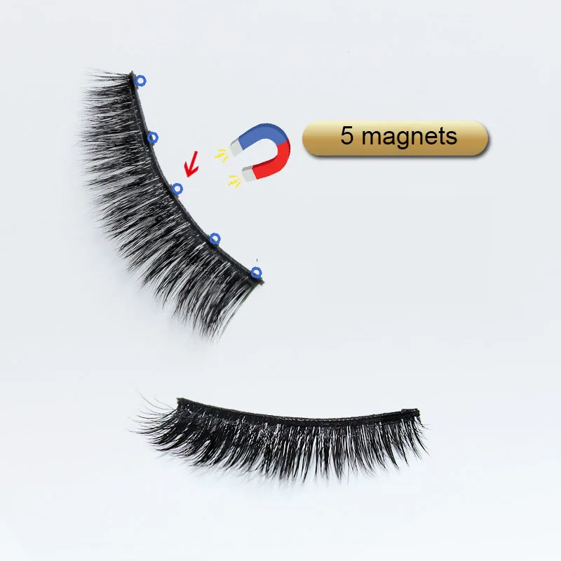 Magnetic Eyelashes 3D Faux Mink Eyelash Makeup Magnet Lashes Eyeliner Tweezers Set Natural Handmade False Lashes Short Faux Cils