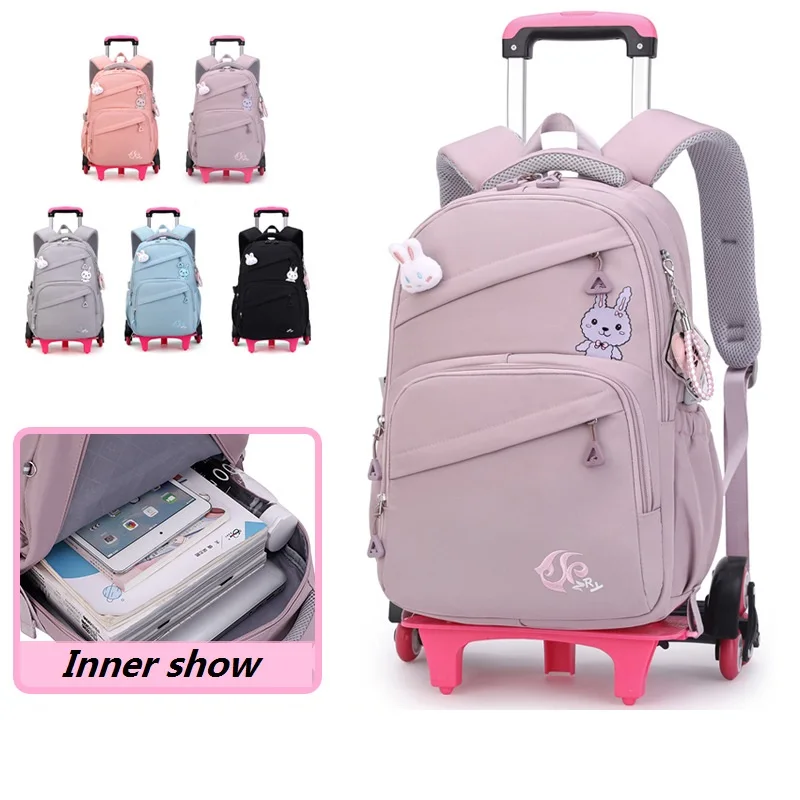 New Rolling Backpack Trolley School Bags for Girls Travel Luggage Back Pack for Kids Wheeled Bookbag Mochila Infantil Rodinha