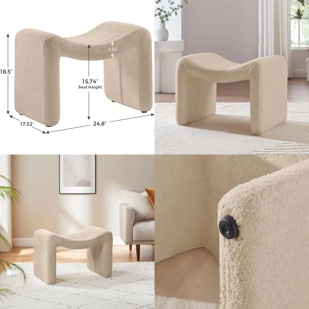 Versatile Camel Ottoman with Extra Seating for Living Spaces, Entryways, and Bedrooms