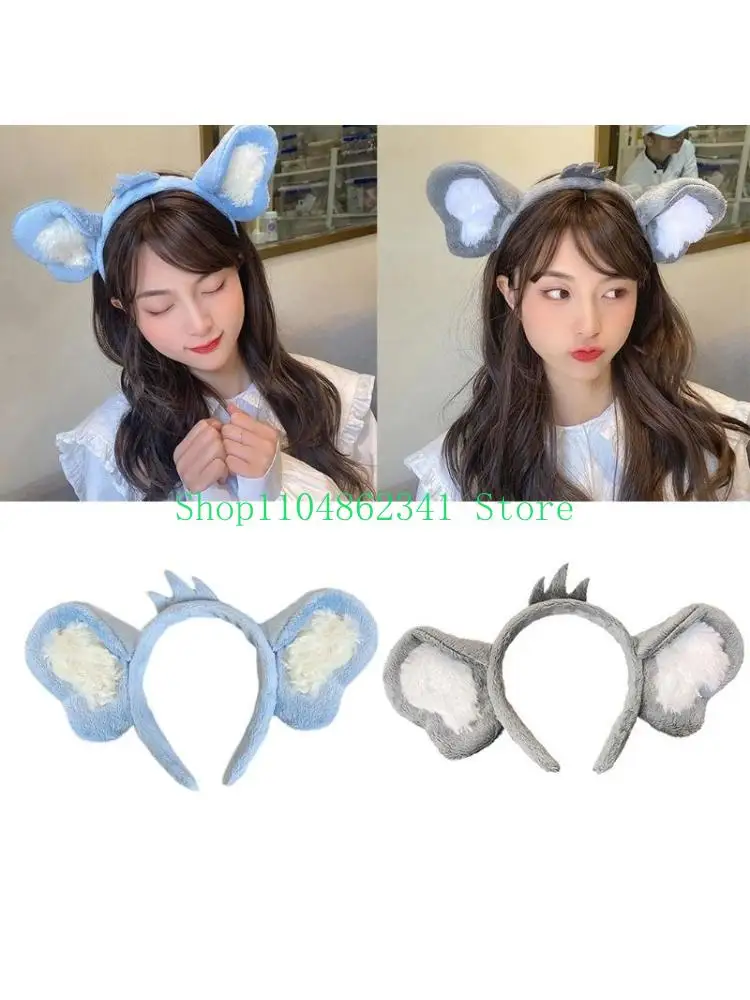 

652F Soft Headband with Koala Ears Plush Animal Ears Hair Hoop for Washing Face Cosplay Cartoon Theme Party Costume