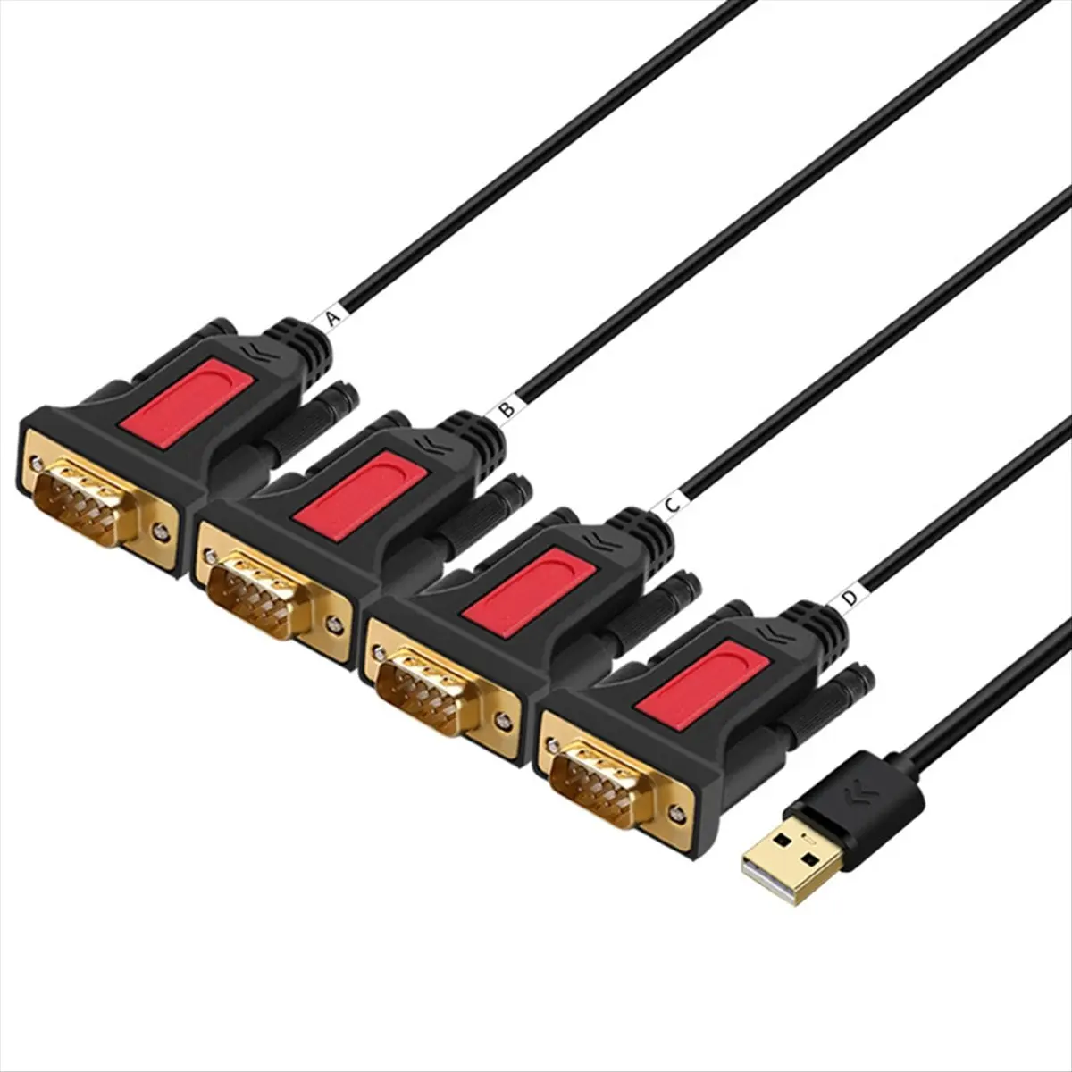 A86G NEW 4 Port USB to RS232 DB9 Serial (9-Pin) Adapter Cable for OS, , Android, Linux