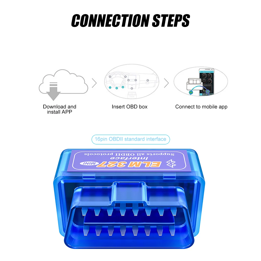 Podofo ELM327 Mini V2.1 Bluetooth Detector OBD Dual Mode 5.1 Bluetooth Car Malfunction Detector Bluetooth V1.5 for Android