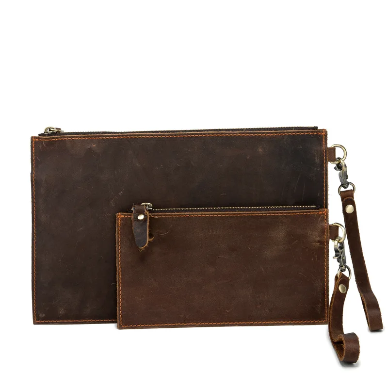 

Men's Clutch Designer Genuine Leather Large Size Male Handbag Zipper Long Small Purse Natural Real Cowhide Wallet Bag Clutch