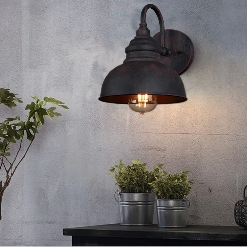 Iron Art Wall Lamp Retro Rural Industrial Style Outdoor American Style Aisle Wall Lamp Sand Black Decorative Wall Lamp