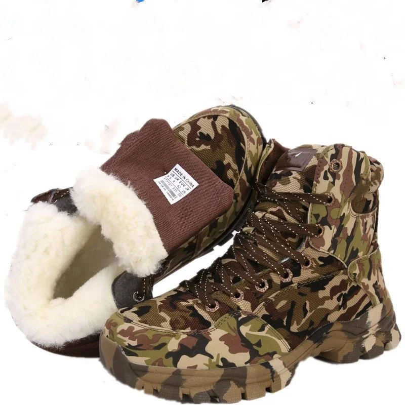 Winter Camouflage Men Boots Big Size Warm Cotton Shoes Men  Tactical  Men's Shoe Outdoor Ankle Snow Boots Man