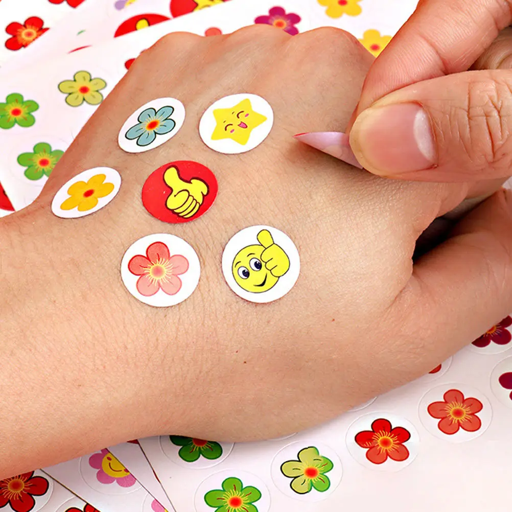 

50 листов декоративных наклеек с цветами для детей, долговечные наклейки-поощрения, моющиеся, на клеевой основе, для поощрения учителей и учеников