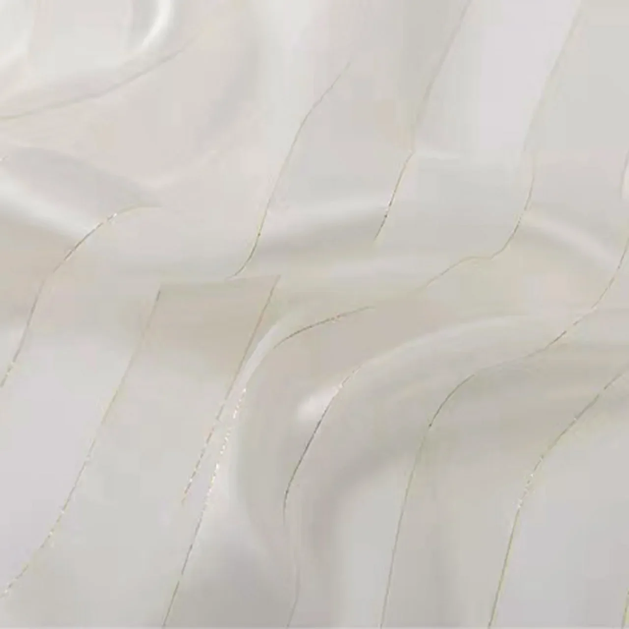 Wide Stripe Satin Gauze Mulberry Silk Fabric Metallic Jacquard DIY Cloth Dress Scarf Material