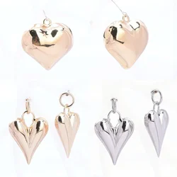 (8753) 4PCS 24K Gold Color Brass Heart Shaped Hollow Pendants High Quality DIY Jewelry Making Findings Accessories Wholesales