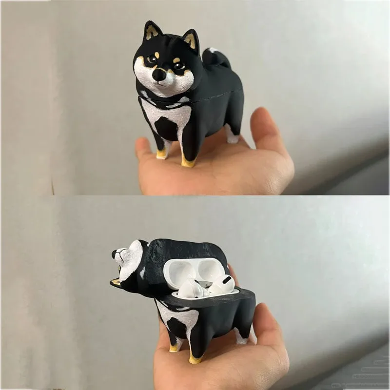 

Cute Black Shiba Inu Earphone Case for Airpods1/2/3 /4/ Pro/Pro2 Custom 3D Printing Resin Soft Shell Headphone Protective Case