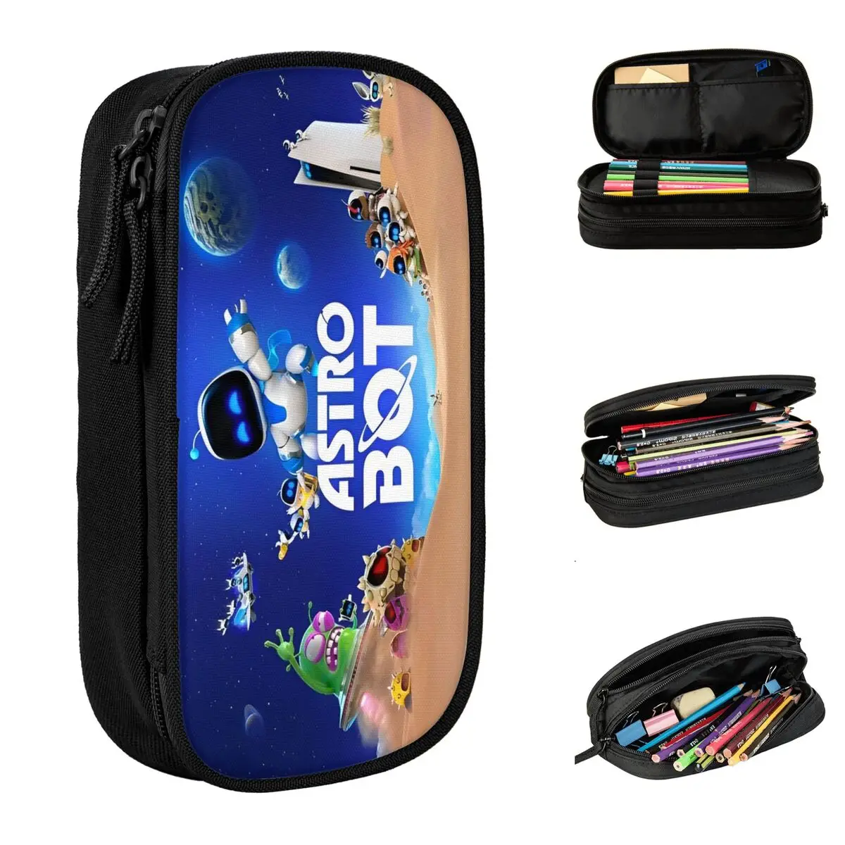 Estuche de lápices Astro Bot, caja de lápices para videojuegos, caja de bolígrafos para estudiantes, bolsas de gran capacidad, regalo escolar para estudiantes, papelería