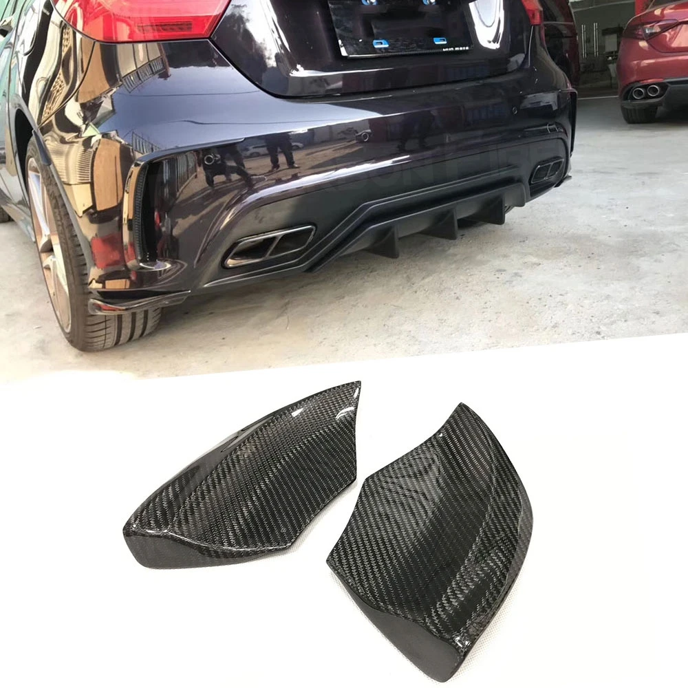 2pcs Carbon Fiber Rear Lip Splitters Spoiler For Mercedes Benz A Class W176 A250 AMG A45 2013-2018 Bumper Trim Canard Aprons FRP