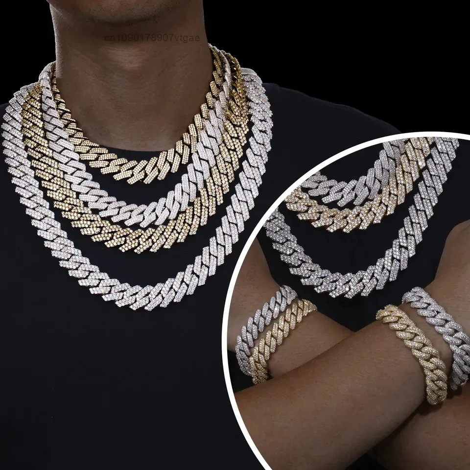 Moissanite 15MM Diamond Cuban Link Chain Iced Out Cuban Link Chain Hiphop Rapper Moissanite Cuban Chain.
