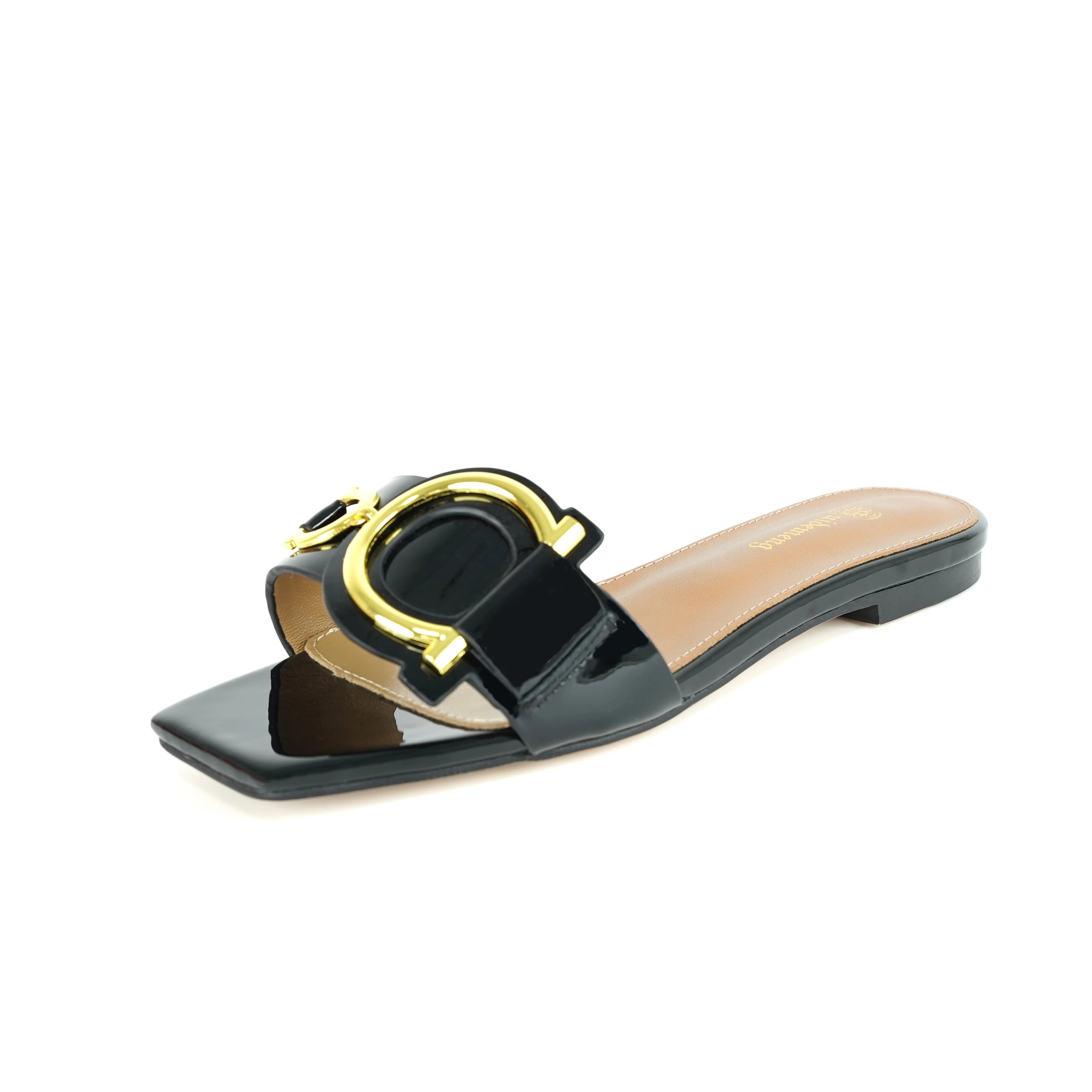 Plus Size 35-44 Leather Slippers Women\'s Luxury Party Shoes Square Toe Fishmouth Shoes Outdoor Beach Flip-Flops in Summer