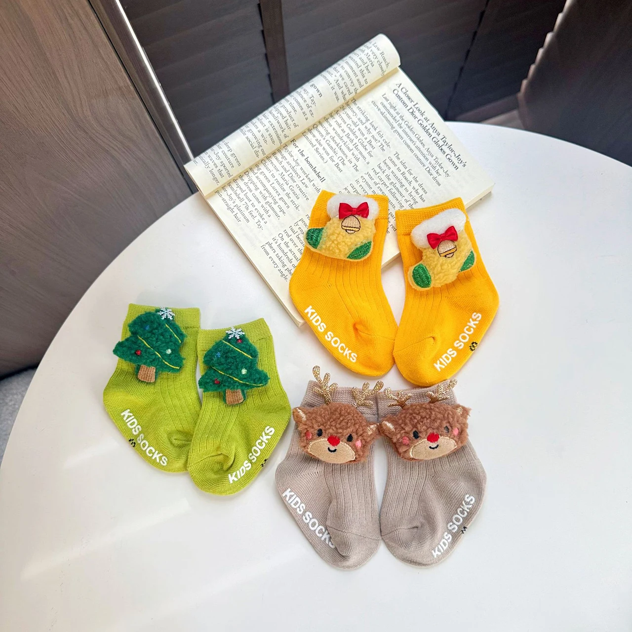 Cartoon Christmas Character Socks Cute Elk Tree Snowman Baby Sock Anti-Slip Floor Socks Soft Cotton Kids Mid-Tube Sock 0-1Year