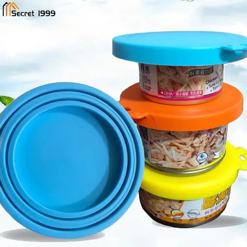 1pcs Food Can Lid Silicone Canned Lid Sealed Feeders For Puppy Dog Cat Storage Top Cap Reusable Cover Health Pet Daily Supplies