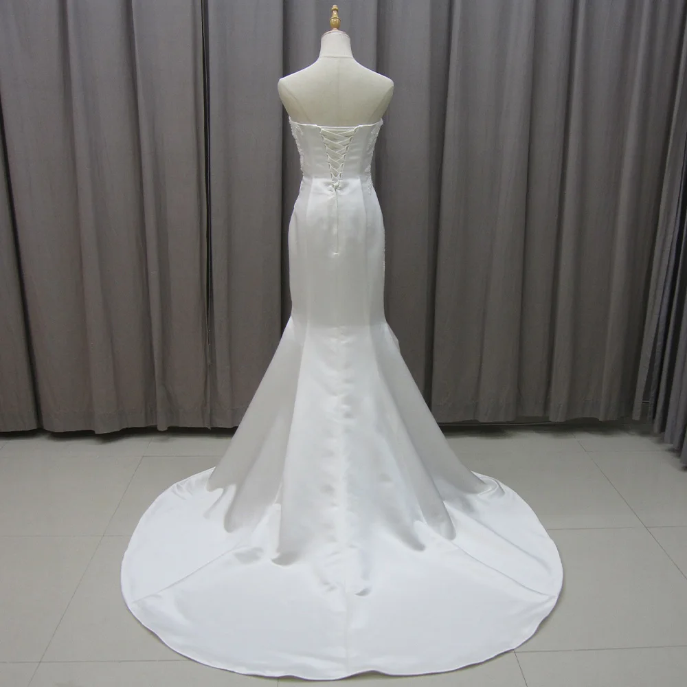 Elegant Strapless White Mermaid Wedding Dress Lace Backless Sleeveless Wedding Formal Party Gowns Long vestido de novia MZ24317
