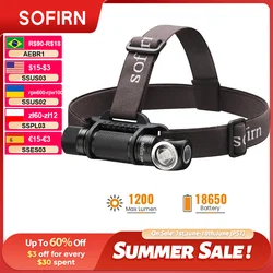 SOFIRN SP40A Headlamp Rechargeable TIR Optics Lens LED 18650 USB Head Lamp 1200lm Torch with Magnet Tail Cap