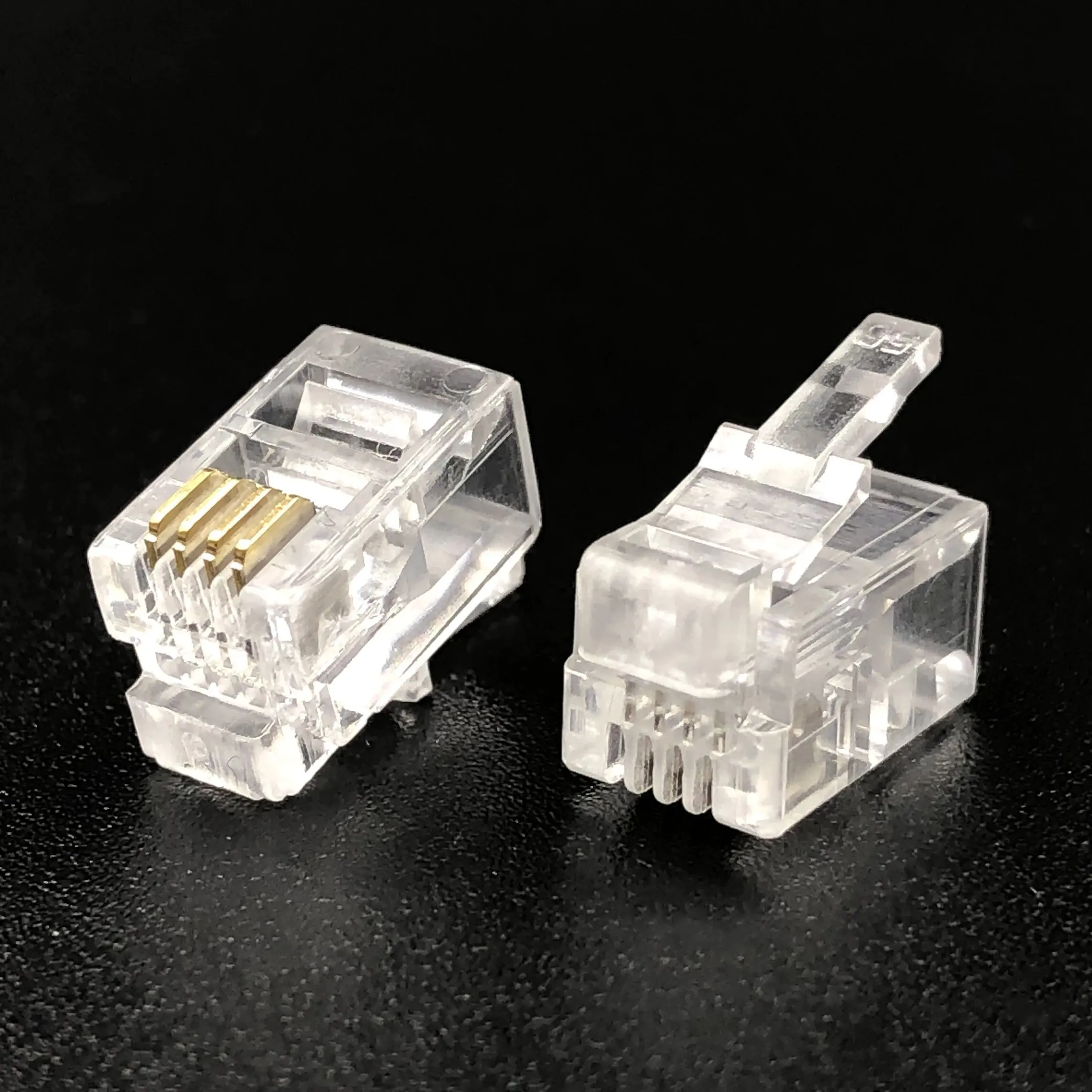 

Pure copper gold-plated landline phone crystal head RJ9 crystal head 4P4C four-core voice receiver line plug