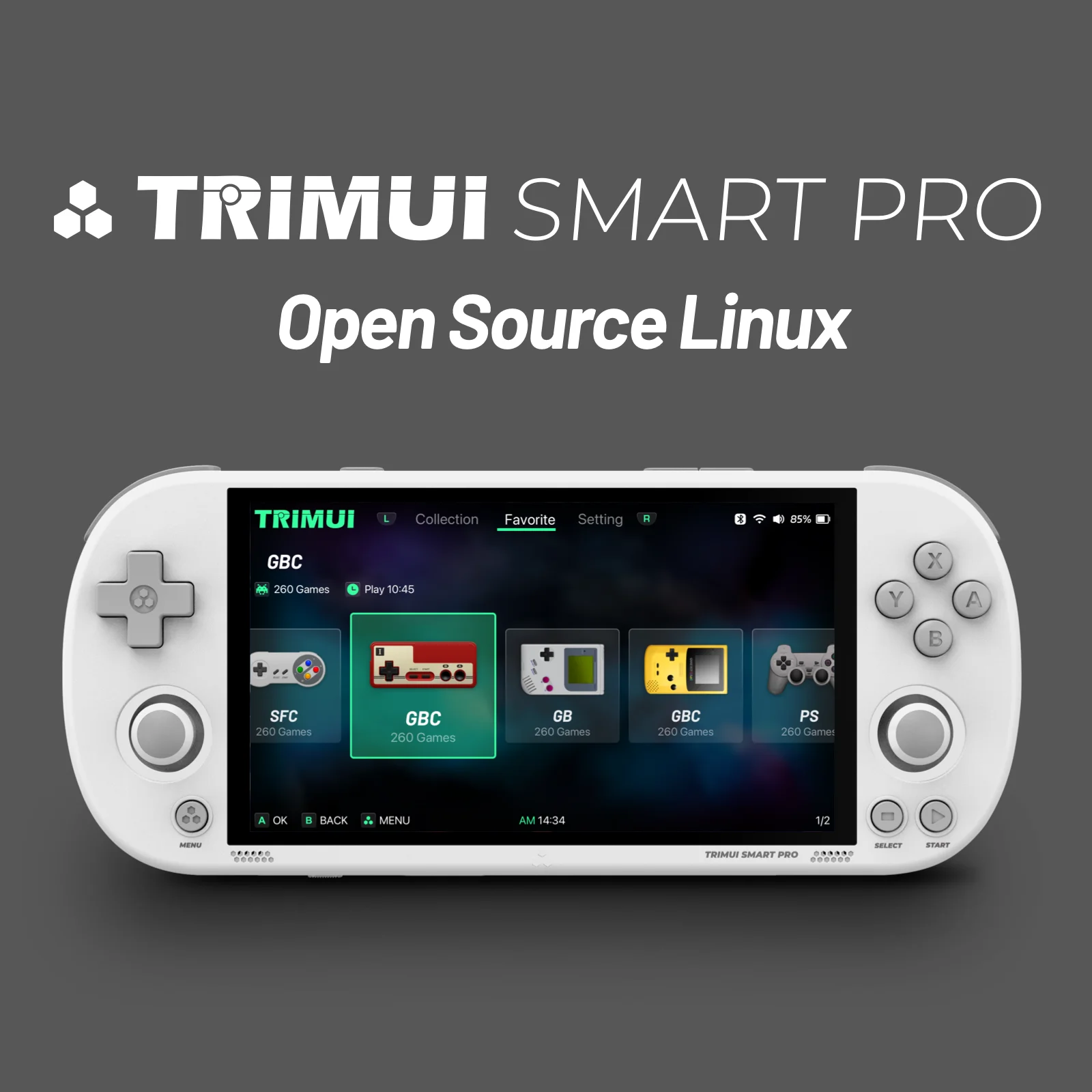 Trimui Smart Pro وحدة تحكم بجهاز لعب محمول 4.96 بوصة IPS شاشة نظام لينكس جديد Crossmix OSV1.3 مشغل ألعاب هدية
