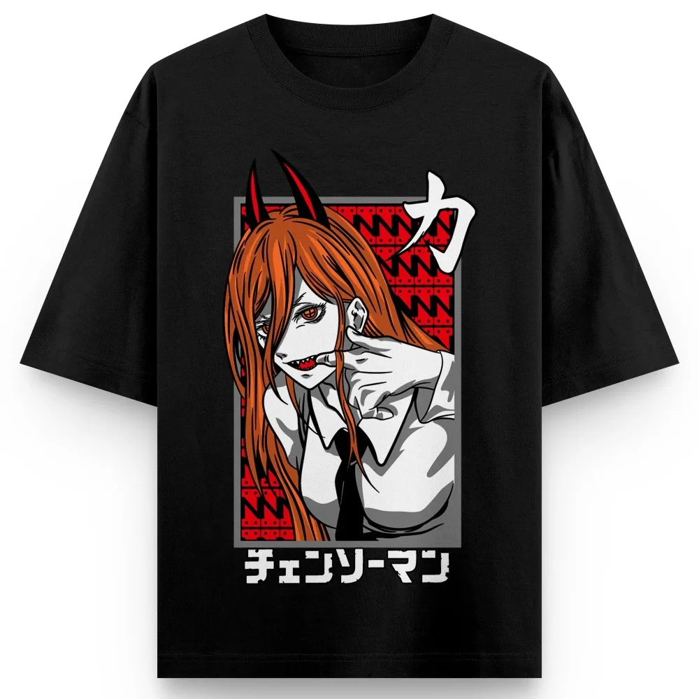Tronçonneuse homme T-Shirt Denji Pochita imprimé graphique hommes femmes coton Y2k surdimensionné coupe ample confort Streetwear unisexe Anime cadeau