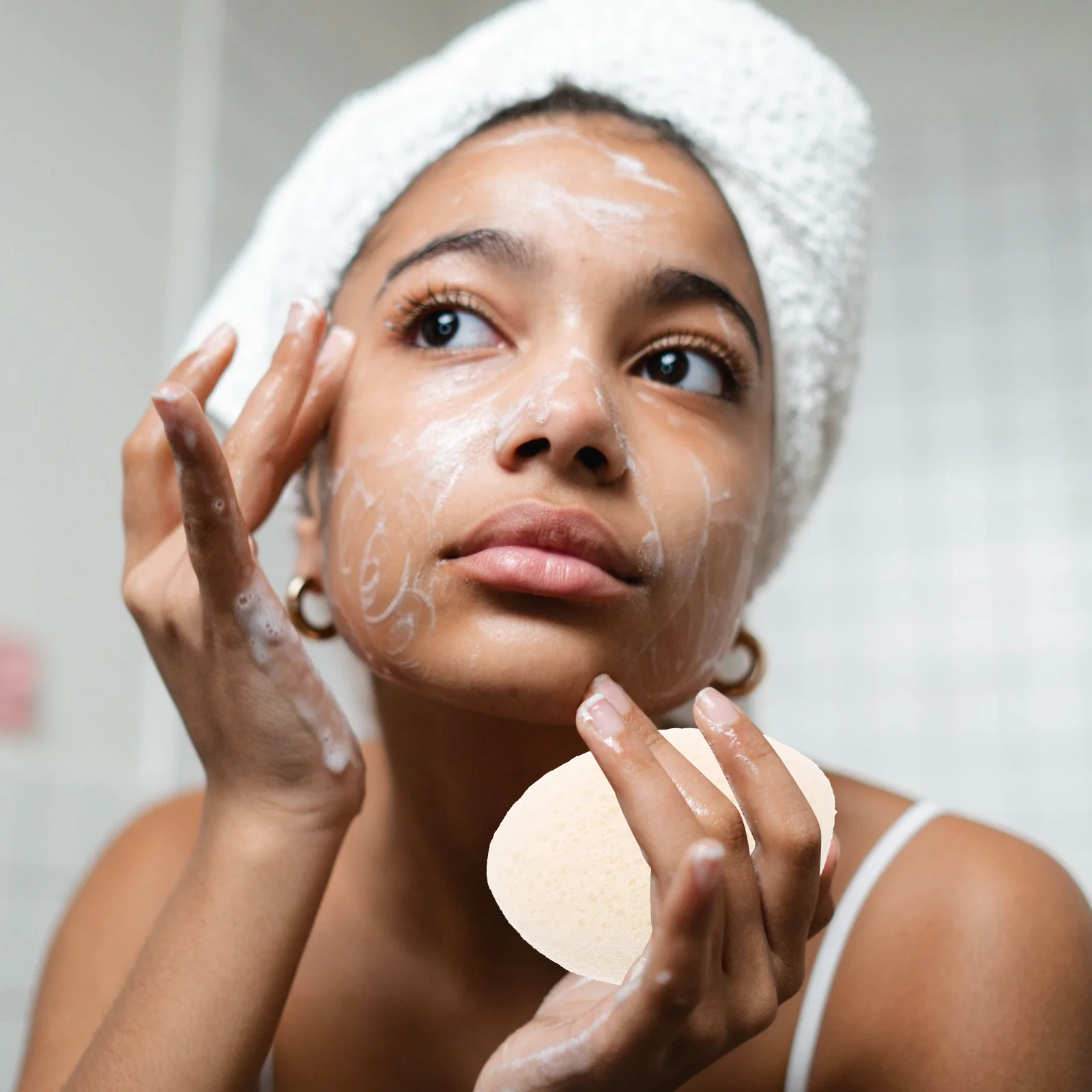 Facial Makeup Removal Sponge Face Cleansing Exfoliating Tool For Sensitive Skin Deep Pore Cleaning Daily Use Makeup